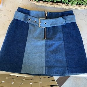Mixed color denim skirt